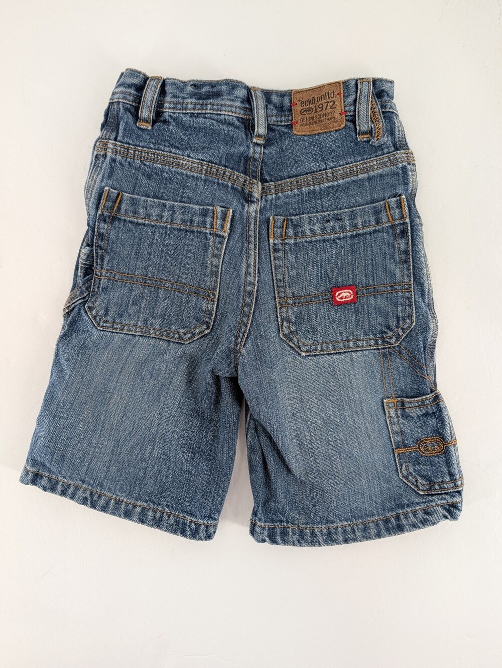Vintage 90s Ecko Unlimited Boys' Blue Carpenter Denim Jean Shorts Size 4t Cotton